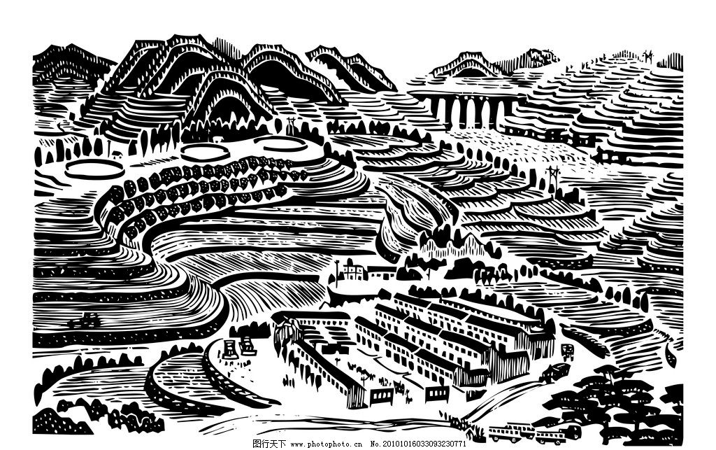 城市建设之农业 建设家园 祖国建设 建设祖国 生产建设 土地开发 土地 国土资源 开发 农业 农业生产 梯田 农耕 插画 耕田 种地 庄稼地 农民 农业开发 开发土地 种植 农作物 施肥 粮食增产 粮食收成 收获 秋收 荒山种植 荒山 荒山开发 农业大生产 农业学大寨 黑白画 剪纸 装饰画 现代化建设 PSD分层素材 源文件 600DPI PSD
