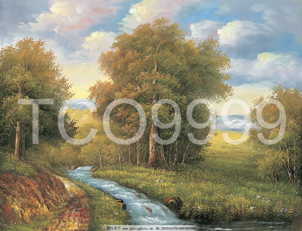 油画 田园风光油画(50x40厘米) 田园风景 蓝天 远山 田野 树木 树林 小溪 草地 小路 小径 花朵 手绘 装饰画 无框画 屏风 壁挂 大图 高清晰 写真 喷绘 印刷 肌理 效果 抽象 清晰油画 绘画书法 文化艺术 设计 300DPI TIF