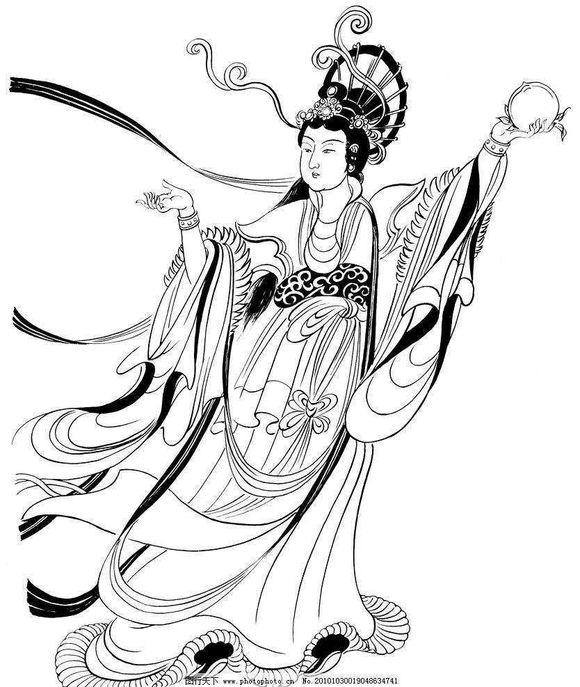 仙女献桃图 古代人物 传统人物图片 中国传统 性 仕女图 美女图像 仙桃 女性妇女 人物图库 设计 300DPI TIF