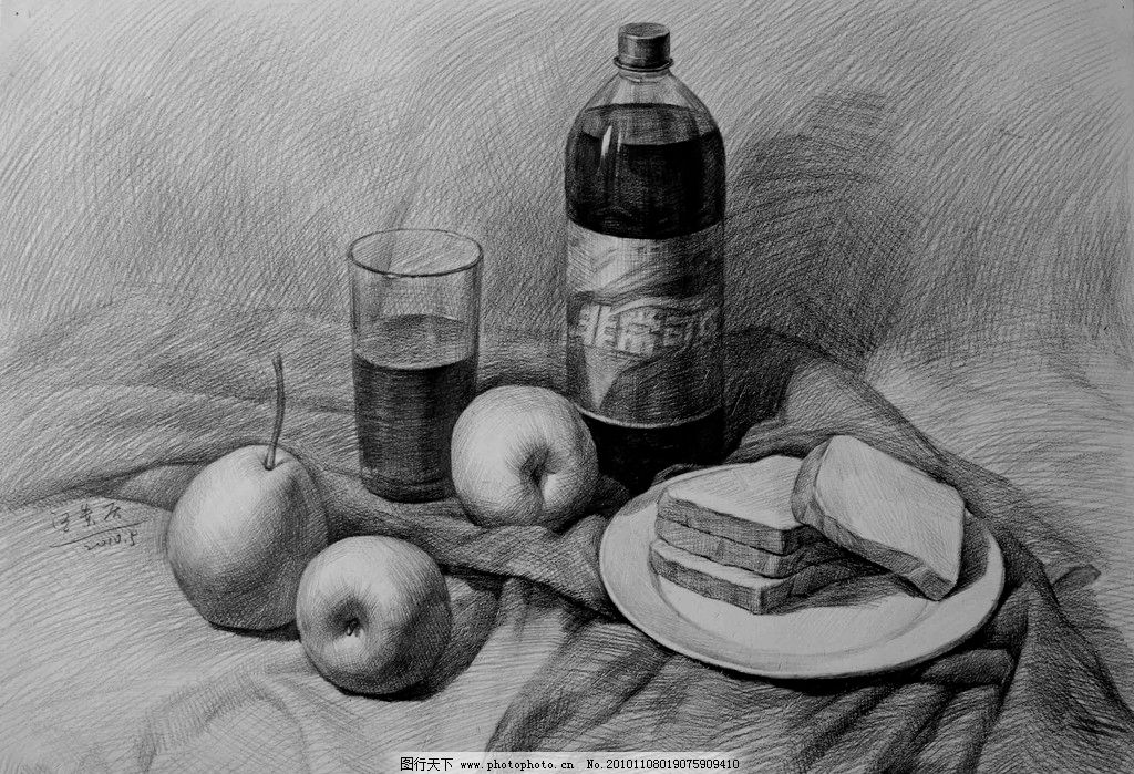 静物结构设计素描图片素材