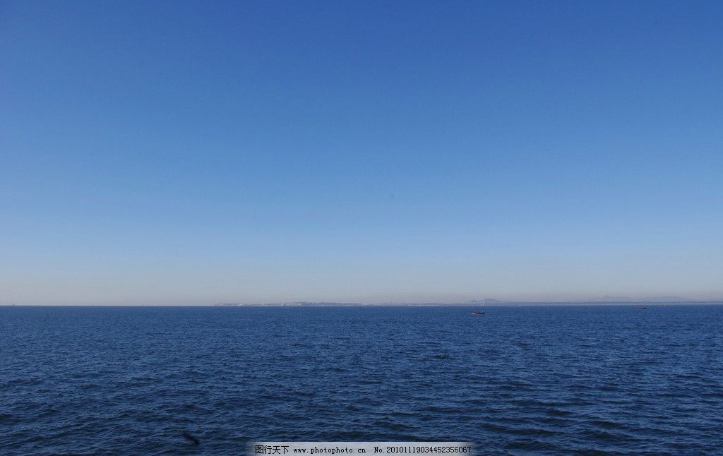 秦皇岛海滨图片,渤海 海天一线 风平浪静 山水风