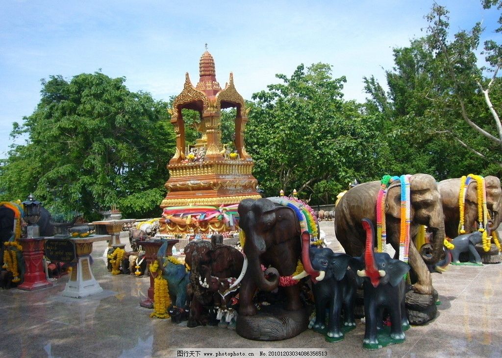 普吉岛风光泰国风情图片,大象摆件 佛龛 摄影 祭