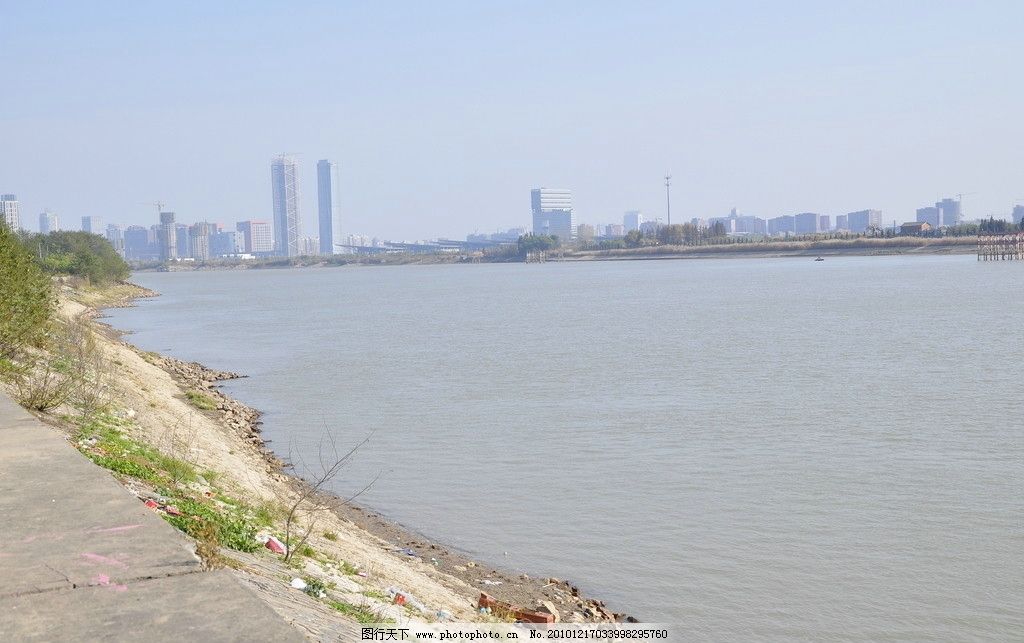 夹江风光 南京 江心洲 高楼 隔江望 长江 江水 江边 国内旅游